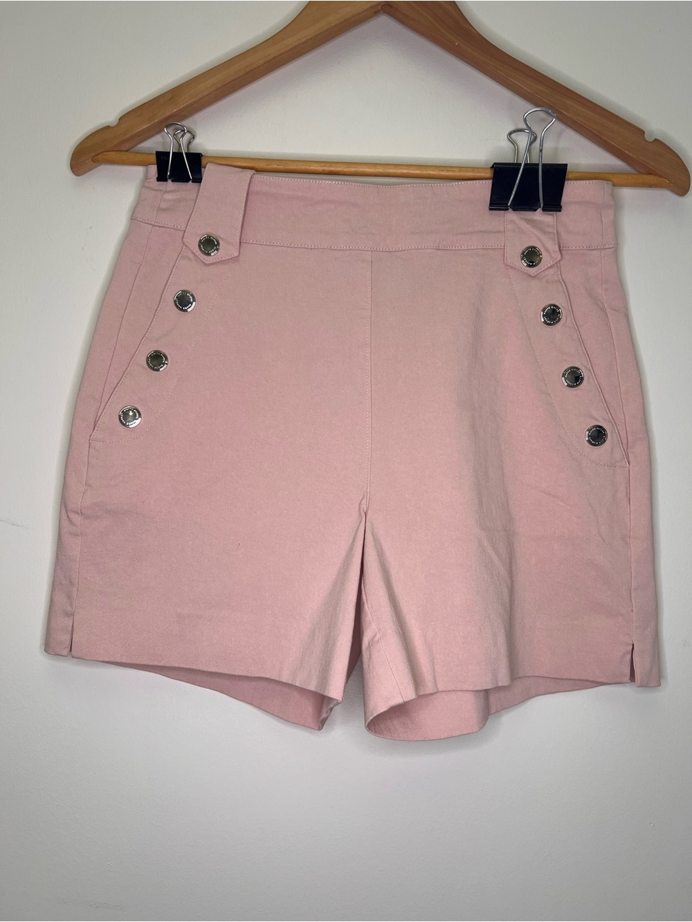 WHBM Outlet Pink Tailored Shorts High Rise Button Detail Size 00